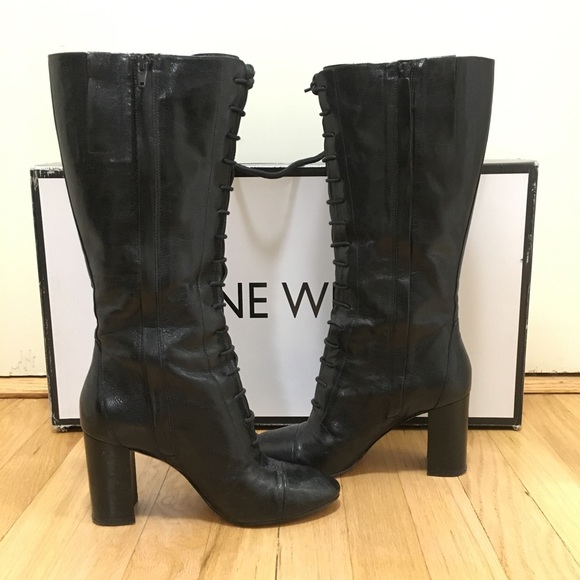 Nine West Waterfall Leather Lacefront Boots - Picture 3 of 5
